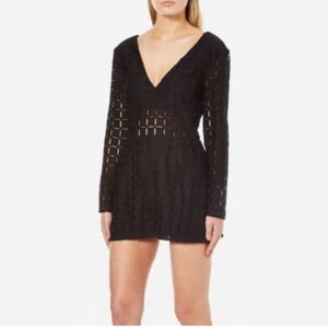 Black V-Neck Long Sleeve Romper